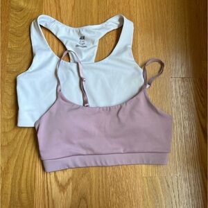2x H&M Sport Sports Bras Pink & White